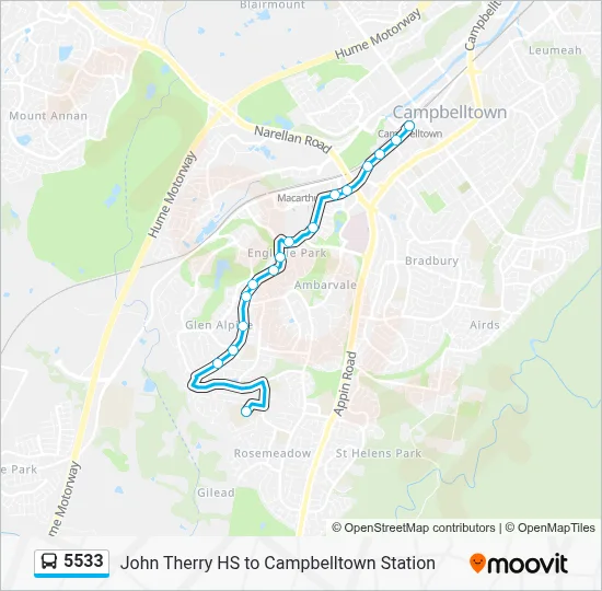 5533 Route: Schedules, Stops & Maps - Campbelltown Stn (Updated)