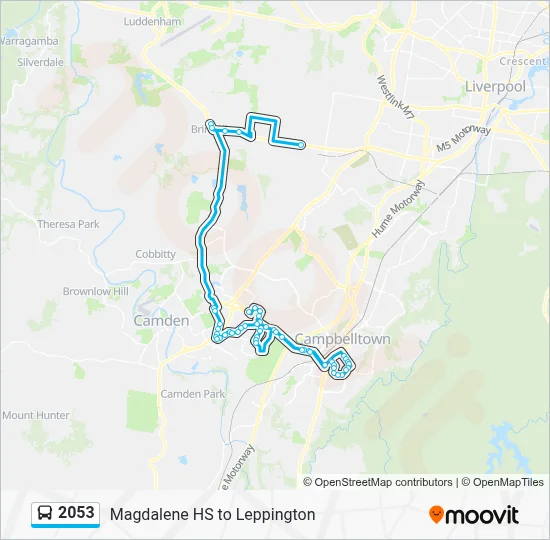 2053 Route: Timetables, Stops & Maps - Bringelly Rd after Eastwood Rd ...