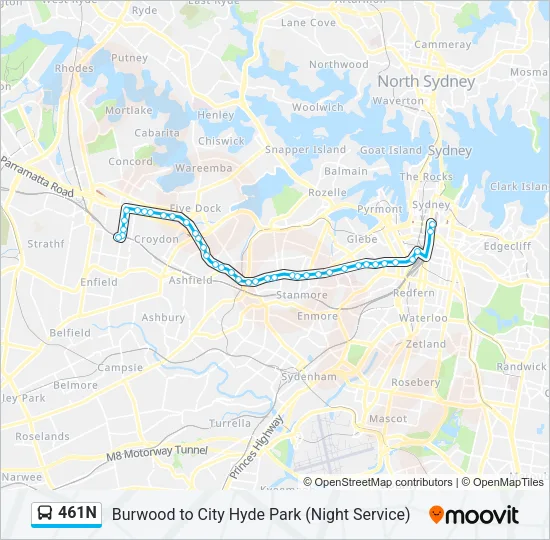 461N Bus Line Map