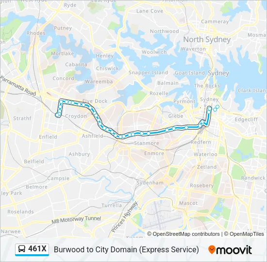 461X Bus Line Map