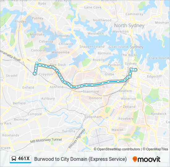 461X Bus Line Map