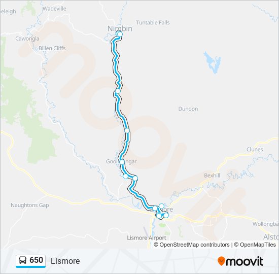 Mapa de 650 de autobús