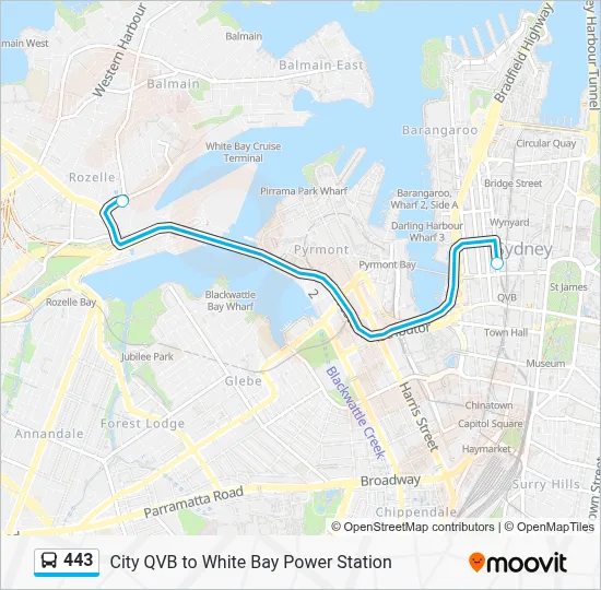 443 Route: Schedules, Stops & Maps - QVB, York St, Stand E (Updated)