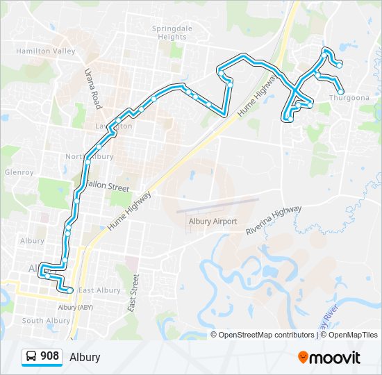 Mapa de 908 de autobús