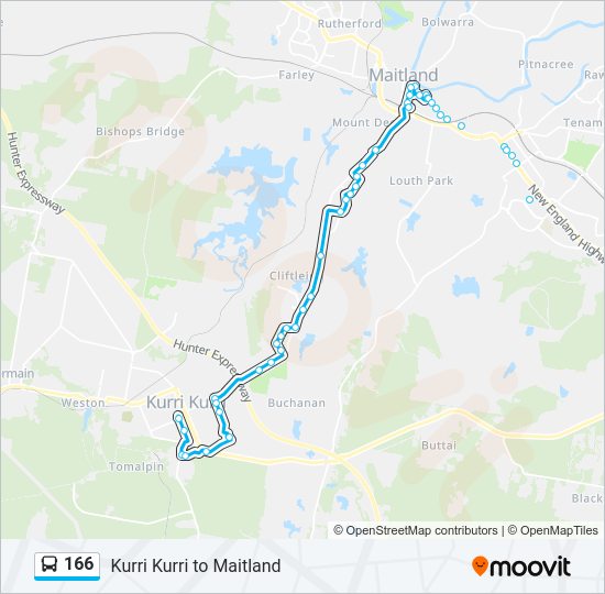 Mapa de 166 de autobús