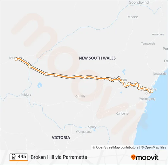 Mapa de 445 de tren