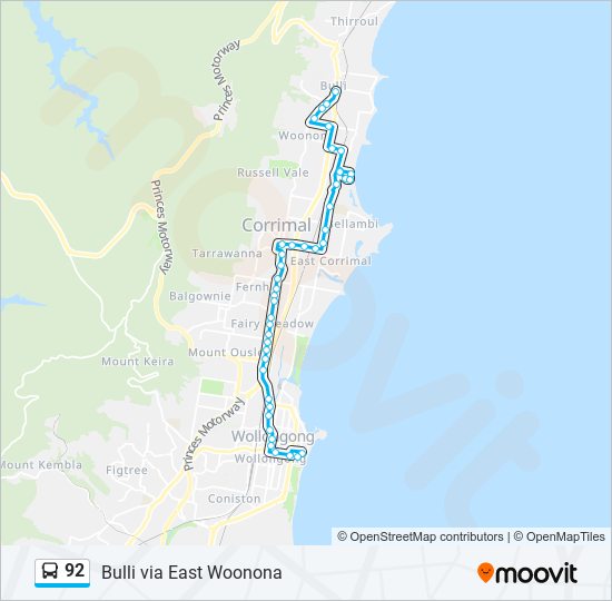 92 bus Line Map