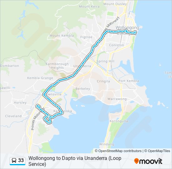 33 bus Line Map