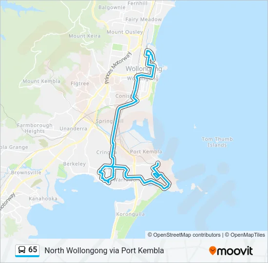 65 Bus Line Map
