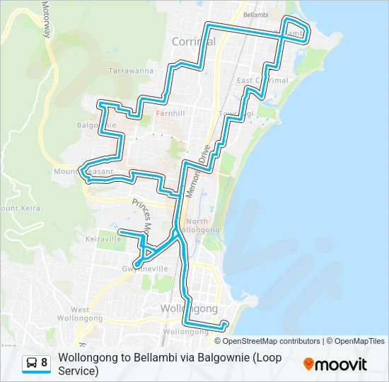 8 Bus Line Map