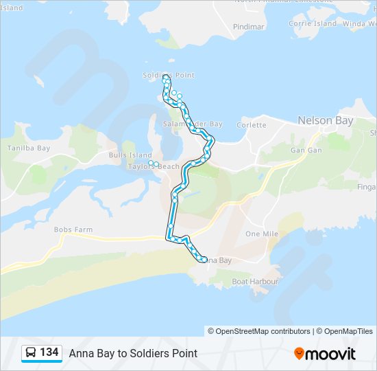 134 bus Line Map