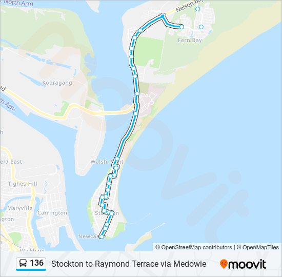 136 bus Line Map