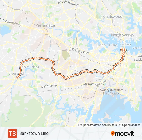 T3 Train Line Map