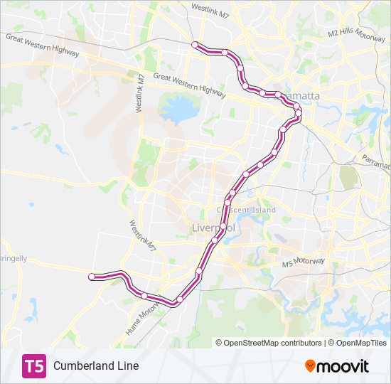 T5 train Line Map