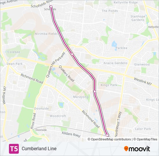 T5 train Line Map