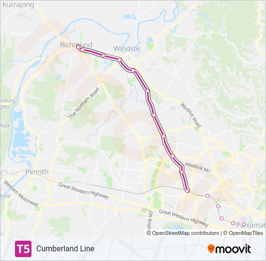 T5 train Line Map