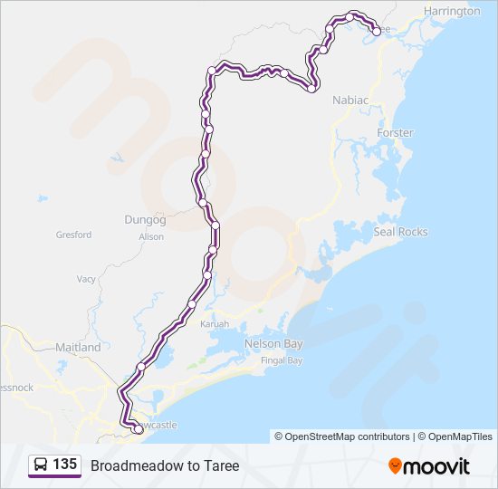 135 bus Line Map