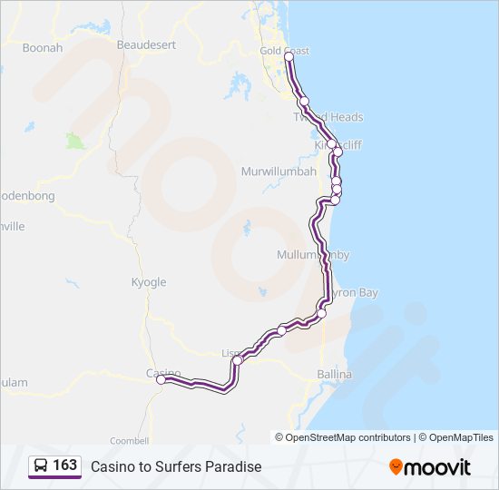 163 bus Line Map