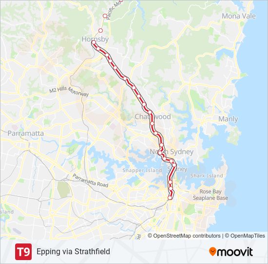 T9 train Line Map