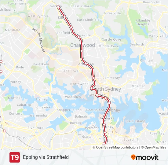 T9 Train Line Map