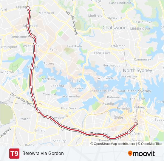 T9 train Line Map