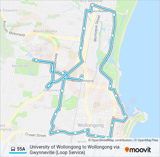 Mapa de 55A de autobús