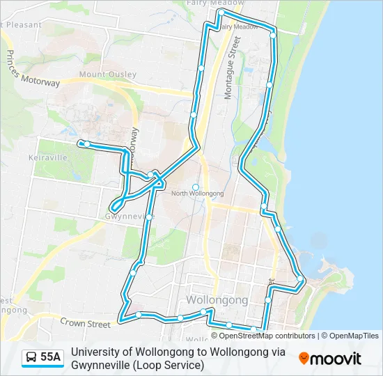 55A Bus Line Map