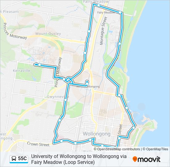 55C bus Line Map