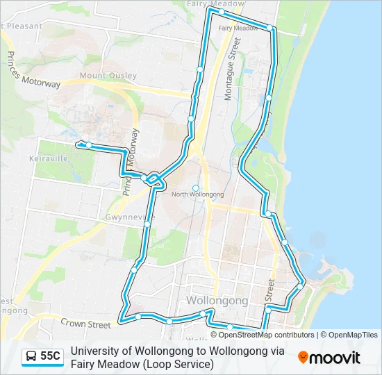 55C Bus Line Map