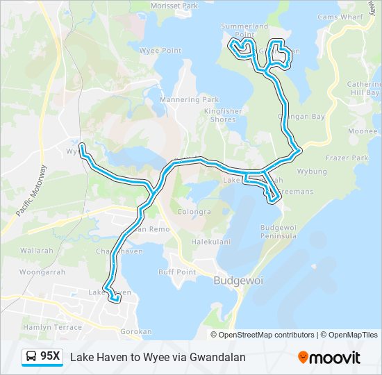 95X bus Line Map