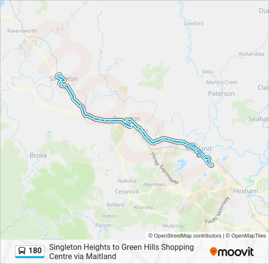 180 Route: Schedules, Stops & Maps - Singleton Heights (Updated)