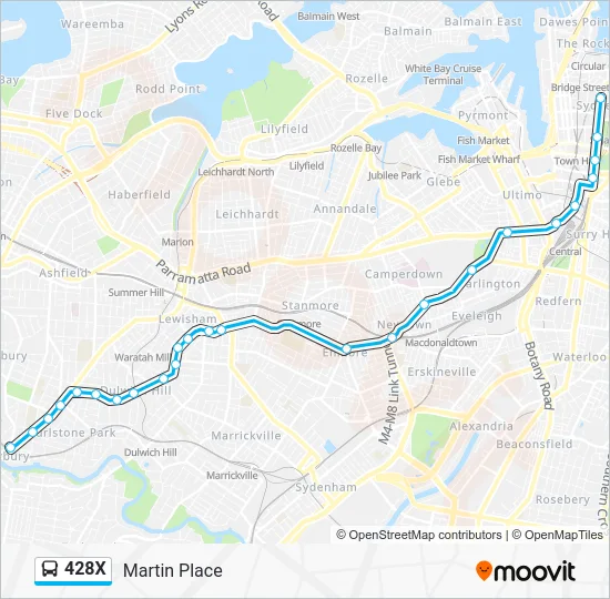 438x Bus 428X Route: Schedules, Stops & Maps - Martin Place (Updated)