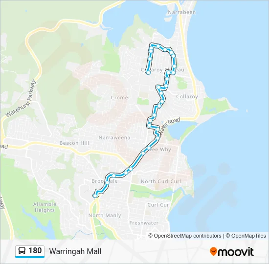 180 Route: Schedules, Stops & Maps - Warringah Mall (Updated)