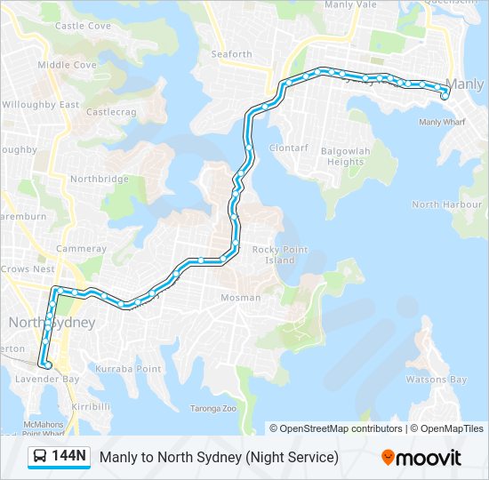 144N bus Line Map