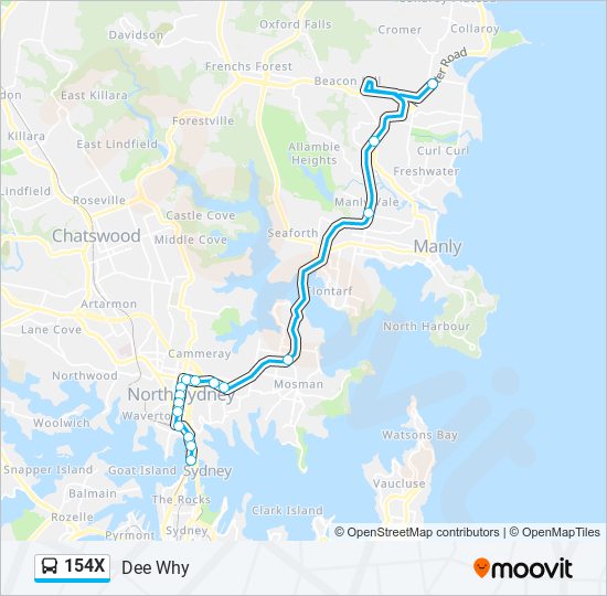 154X bus Line Map