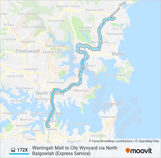 172X bus Line Map