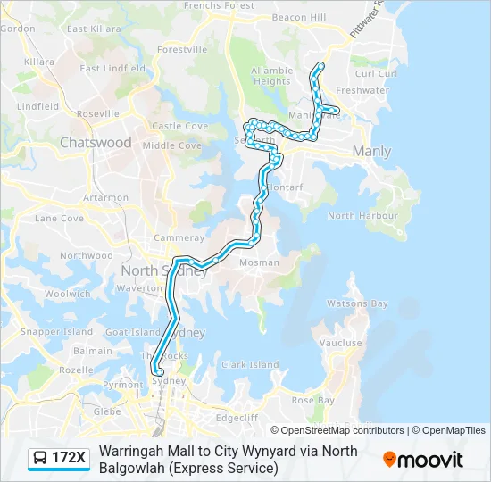172X Bus Line Map