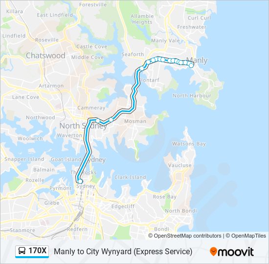 170X bus Line Map