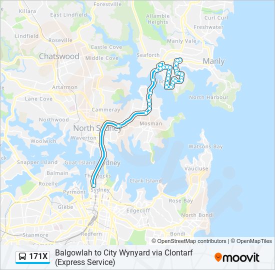 Mapa de 171X de autobús