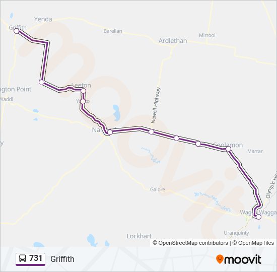 731 bus Line Map