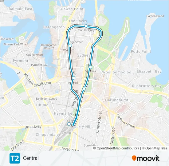 T2 Train Line Map