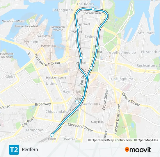 T2 Train Line Map