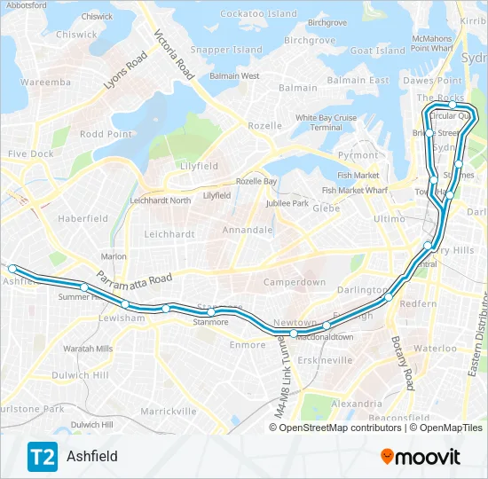 T2 Train Line Map