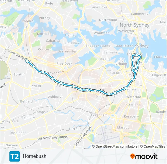 T2 Train Line Map