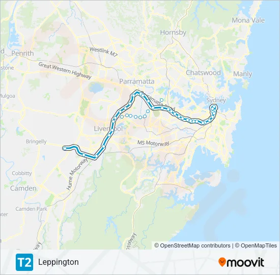 T2 Train Line Map