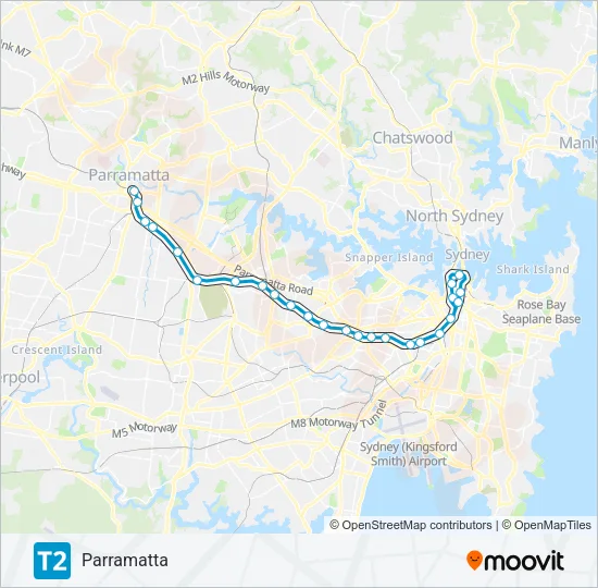 T2 Train Line Map