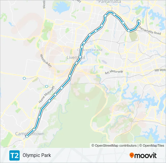 T2 Train Line Map