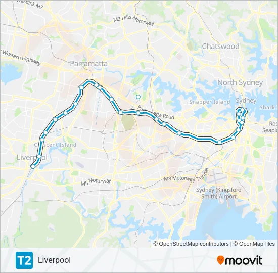 T2 Train Line Map