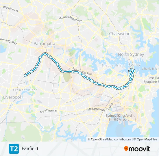 T2 Train Line Map