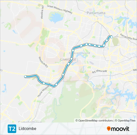T2 Train Line Map